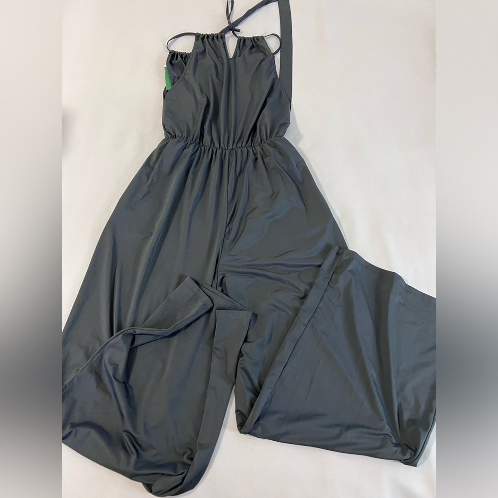 HALARA Black Halter Jumpsuit with Waist Tie - Picture 8 of 8